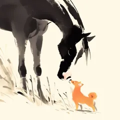 【福寿（2026年） - 柴犬・豆柴犬 No.5】ジークレー版画＊名入れOK！ 午年・馬・謹賀新年・賀正・新春・迎春・子犬・ペットロス・うちの子・記念日・アートポスター・犬の絵・犬のイラスト・ギフト・プレゼント