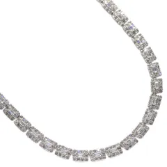 ネックレス メンズ 18金 バゲットカット ダイヤモンド 13カラット  テニスチェーンネックレス K18WG ホワイトゴールド 42cm  ユニセックス ジェンダーレス 日本製 刻印入り 鑑別書付き