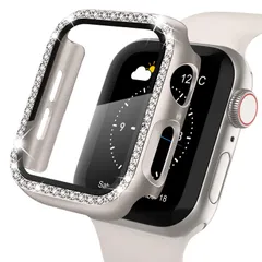 【キラキラカバー】WASPO コンパチブル iWatchケース 40mm 保護フィルム付き クリスタルダイヤ付き アップルウォッチカバー 女性専用 全面保護ケース(40mm Series se/6/5/4スターライト)