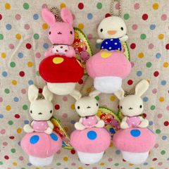 【きのこのこS　5個セット】ぬいぐるみ　マスコット　キーホルダー　アトリエトヨコ　シナダカンパニー　うさぎ　とり