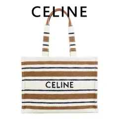 セリーヌ バッグ CELINE LARGE CABAS THAIS 19676 2FO2 14ML ラージ カバ タイス ジャカード ストライプテキスタイル アイボリー × ブラウン × ブラック