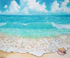 『　魅惑の美しい海　』　油絵　原画　手描き