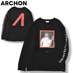 【限定】 アルコン ARCHON 長袖 Tシャツ ロンT クルーネック ロゴ フォト プリント L ブラック デザイナー ストリート メンズ