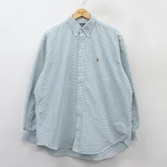 XL/古着 ラルフローレン 長袖 ブランド シャツ メンズ 90s BLAKE ワンポイントロゴ 大きいサイズ コットン ボタンダウン 白他 ホワイト チ