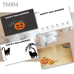 ♦︎♢Th004　ハロウィン　サンキューカード　メッセージカード　ショップカード　名刺サイズ　セミオーダー　片面100枚　デザイナー　グラフィック