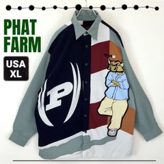 PHAT FARM/ファットファーム★BULL MAN/ブルマングラフィック/牛★カラーブロック/ポリエステルシャツ★長袖★USAメンズXL  #2504A111