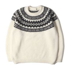 【新品】UNIFORM EXPERIMENT ユニフォームエクスペリメント ニット サイズ:2 / 23AW ノルディック モヘヤ ニットセーター (MOHAIR NORDIC CREWNECK KNIT) / ホワイト 白 / トップス