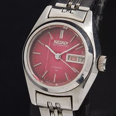 自動巻き】SEIKO 腕時計 17石 ワインレッド文字盤 レトロ - メルカリ