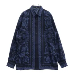 VERSACE (ヴェルサーチ) バロッコ シルク 長袖シャツ ネイビー 1012141のサムネイル