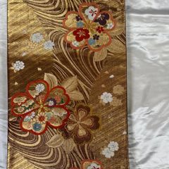 綺麗洗練美品G金花正絹六通袋帯☆振袖用☆-