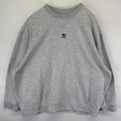 古着 アディダス adidas スウェット トレーナー 大きいサイズ クルーネック センターロゴ トレフォイルロゴ XL  グレー メンズ