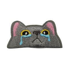 新品 面白い 刺繍 パッチ かわいい動物 ワッペン 腕章 キャット 紋章 ねこ アップリケ マジックテープ 猫ちゃん 着脱式 ベルクロ対応 Ikki grey with Phoenix tear