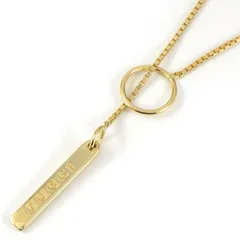 グッチ GUCCI ネックレス ラリエット ラリアット ロゴ プレート ベネチアン チェーン K18YG 【中古】