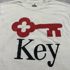 90s USA製 Key Bank 銀行 企業 アド物 グラフィック ヴィンテージTシャツ 袖裾シングルステッチ FRUIT OF THE LOOM M