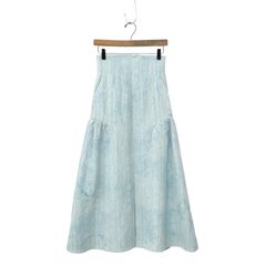 未使用品 2024SS Mame Kurogouchi マメクロゴウチ Unlevel Dyeing Box Pleats Skirt ムラ染めジャガードスカート ブルー 1 MM24SS-SK038