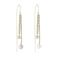 ピアス パール レディース ゴールド 2つ入り きらきら 垂れ下がり ロング 上品 おしゃれ 両耳 