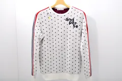 中古 レディース アンパスィ and per se セーター M ホワイト 長袖 クルーネック ニット ドット/水玉