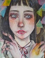 手描きイラスト✢創作水彩原画 原画] 水彩 手描きイラスト 創作 オリジナル 女の子 - メルカリ