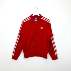 ★adidas★ アディダス トラックジャケット SUPER STAR TT ジャージ トレフォイルロゴ 刺繍 ホワイトライン 3ストライプ レッド