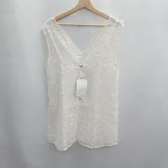 ◇ ⊂Φ Classical Elf クラシカルエルフ フラワーフリンジドシアー ノースリーブ ベスト サイズS ホワイト レディース E  【1412090067686】