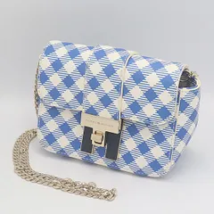 美品 トミーヒルフィガー ブルー×ホワイト ゴールド ハンド/ポシェット/ショルダーバッグ OWD 2000000 NSK