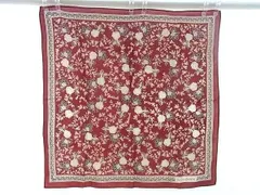 ■美品■ YVESSAINTLAURENT イヴサンローラン 花柄 スカーフ ハンカチーフ ポケットチーフ レッド系 DE6397