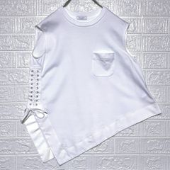 ニアーニッポン　ノースリーブTシャツ　サイドレース　ポケット　アシンメトリー
