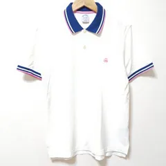 上質なリラックスカジュアル◎【Brooks Brothers】ブルックスブラザーズ ポロシャツ 半袖 トップス ボーダー柄 アメカジ ゴルフ スポーティー ワイドシルエット 大人コーデ トラッドスタイル キレイめ ホワイト S /M36220ji