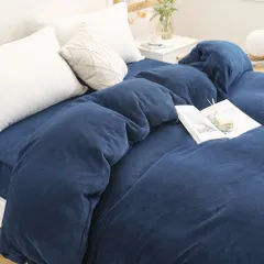 ダブル・190*210cm_ネイビー 掛け布団カバー ダブル 冬 あったか 発熱 極細マイクロファイバー 厚手 起毛 もこもこ 毛布カバー 静電気抑制 全開ファスナー ヒモ8ヶ所付 羽毛布団カバー 通気速乾 ふわふわ 柔らかい 冬用ふとんカバー 毛抜けにくい