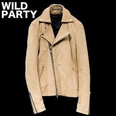 WILD PARTY 山羊革 ダブルライダースジャケット 1サイズ 本革 ヌバックレザー ナチュラル ゴートレザー ワイルドパーティー 革ジャン レザージャケット 00s y2k