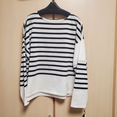 VivaprestobyROBE　日本製　 春夏　新作　自宅洗濯OK　綿100% 長袖　ボーダー　ストライプ 長袖カットソー 　ボートネック