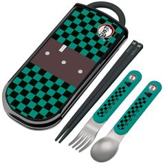 スケーター (skater) 子供用 抗菌 スライド トリオセット お弁当 箸 スプーン フォーク 鬼滅の刃 竈門炭治郎 男の子 日本製 TACC2AG-A
