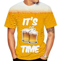 【予約商品納期約1ヶ月】Tシャツ ビールタイム 半袖 L XL トップス ビール ロゴTシャツ プリント