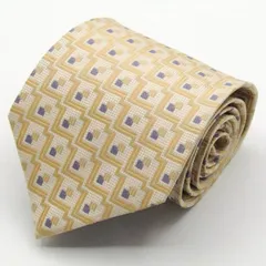 ポロクラブ ブランドネクタイ 格子柄 スクエア柄 パネル柄 シルク 日本製 PO メンズ ベージュ POLO CLUB 【中古】