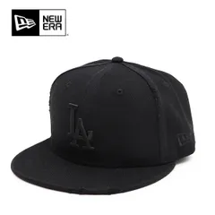 ニューエラ【ＮＥＷ ＥＲＡ】59FIFTY Damaged Series ロサンゼルス・ドジャース ブラック キャップ 帽子 ダメージ加工 ユニセックス