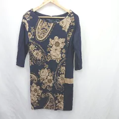 ◇ ⊂ GRACE CONTINENTAL 柄入り 半袖 ミニ丈 ワンピース サイズ表記なし ネイビー系 レディース E  【1507030008093】