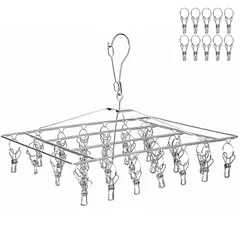 LEEPWEI ピンチハンガー 洗濯 物干し ハンガー 36ピンチ ステンレス 折りたたみ式 多機能収納 頑丈 プレゼント （10個予備ピンチ付） 1