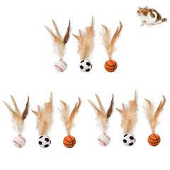 新品 9個入 猫おもちゃボール 羽付きボール おもちゃボール 多色 子猫おもちゃ インタラクティブ ボール 遊び用 弾力ボール 運動不足解消 (ボールの直径3cm)