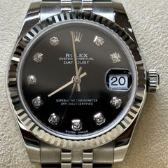 ΩNA3688 極美品！新ギャランティ付き！ ROLEX ロレックス DATEJUST デイトジャスト 178274G 腕時計 自動巻き SS×WG ステンレス ホワイトゴールド ブラック文字盤 ランダム番 10Pダイヤ ボーイズ
