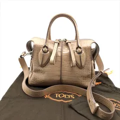 良品 Todsトッズ クロコ型押し 2WAY ハンド ショルダー バッグ ベージュ レディース k2924