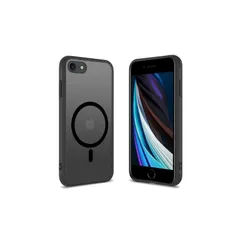 iPhone SE 第3世代 第2世代 ケース MagSafe対応 耐衝撃 半透明 iPhone8 ケース マグネット搭載 PC iPhone7カバー 軽量 薄型 マット感 人気 黄ばみなし 米軍MIL規格 ストラップホール付き ワイアレス充電対応 EUM 0