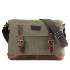 アーミーグリーン [FUKUYIN] ショルダーバッグ メンズ キャンバス メッセンジャーバッグ 斜めがけ 帆布 バッグ カバン メンズ 人気 a4サイズ シンプル おしゃれ 丈夫 調節 ipad収納 通勤 通学 旅行 男女兼用 大容量 (アーミーグリーン)