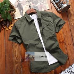 無地シャツ メンズ ミリタリーシャツ 半袖シャツ シャツ カジュアルシャツ 半袖 ワークシャツ トップス スリム 全7色 仕事着 シンプル 夏服 夏