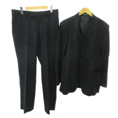 パーソンズ PERSON'S スーツ フォーマル セットアップ ジャケット パンツ 背抜き 3B ウール A8 黒 ブラック 0917 ■YHS3