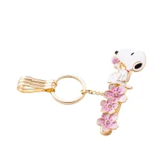 [スリーカラット] PEANUTS バッグキークリップ 桜とスヌーピー SNOOPY スヌーピー キークリップ キーホルダー バッグチャーム 