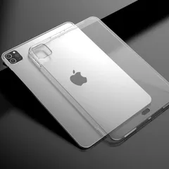 iPad Pro11インチ第2/3世代2020/2018用 TPU ソフト バック カバー 半透明 クリアタイプ 背面ケース 落下防止 第2世代 アップルペンシル携帯、充電可能 (ブラック、クリア)2色選択