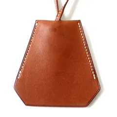 良品◎フランス製 HERMES エルメス マルジェラ期 ラージ クロシェット キーリング付き レザー ネックレス □C刻印 ブラウン 茶 m06-st30314-912のサムネイル