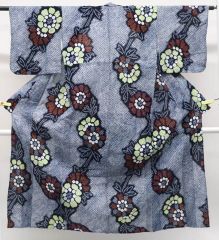【一輝堂】【着物】浴衣 昭和レトロ 有松鳴海絞り 花文 身丈約151cm 裄丈約63cm 25z06-3546