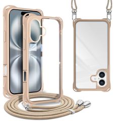 【人気商品】ショルダー 縄掛け ケース 首掛け 肩掛け ストラップ付き iPhone16 用 用 カバー 紐付き 斜めがけ 16 耐衝撃 TPU 薄型 軽量 iPhone 黄ばみなし ハード ケース カーキ