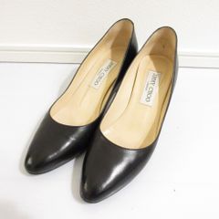 美品 JIMMY CHOO ジミーチュウ レザー ポインテッドトゥ パンプス 36.5 23.5cm相当 ブラック レディース 古着 中古 USED